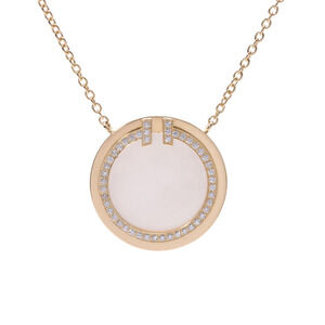 TIFFANY Circle Necklace Diamond Mother Pearl Yellow Gold